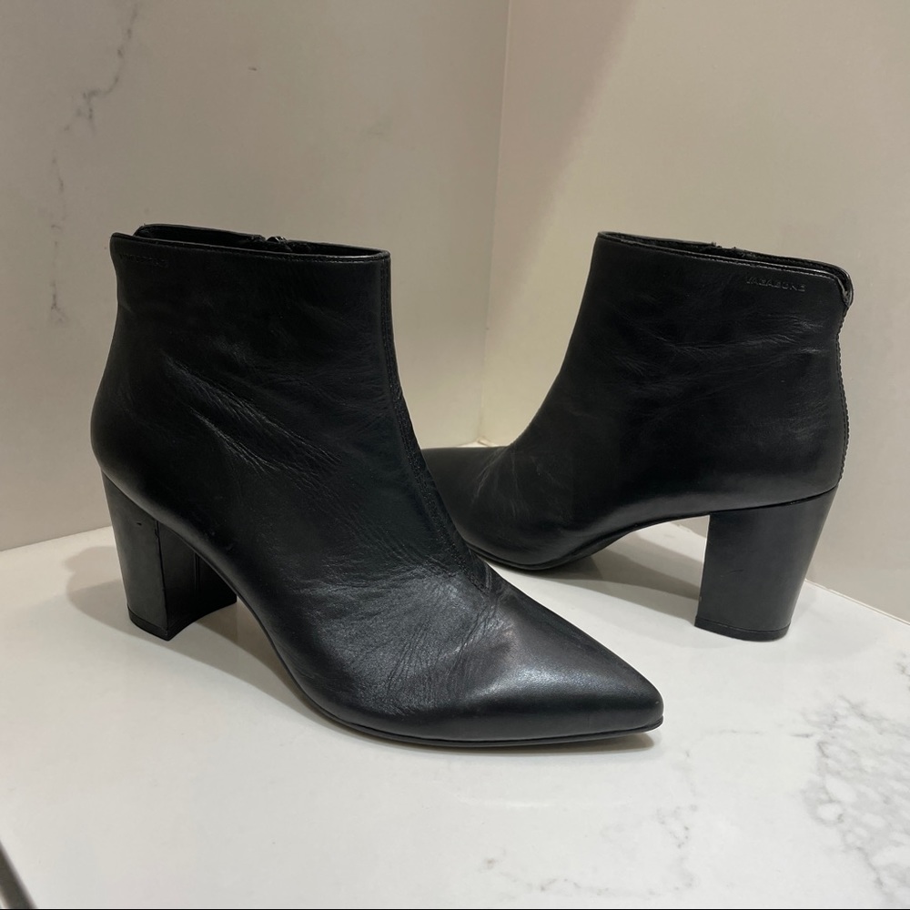 Vagabond Black Leather Ankle Booties 41 10